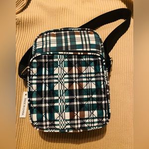 Small crossbody bag green/brown/black/white